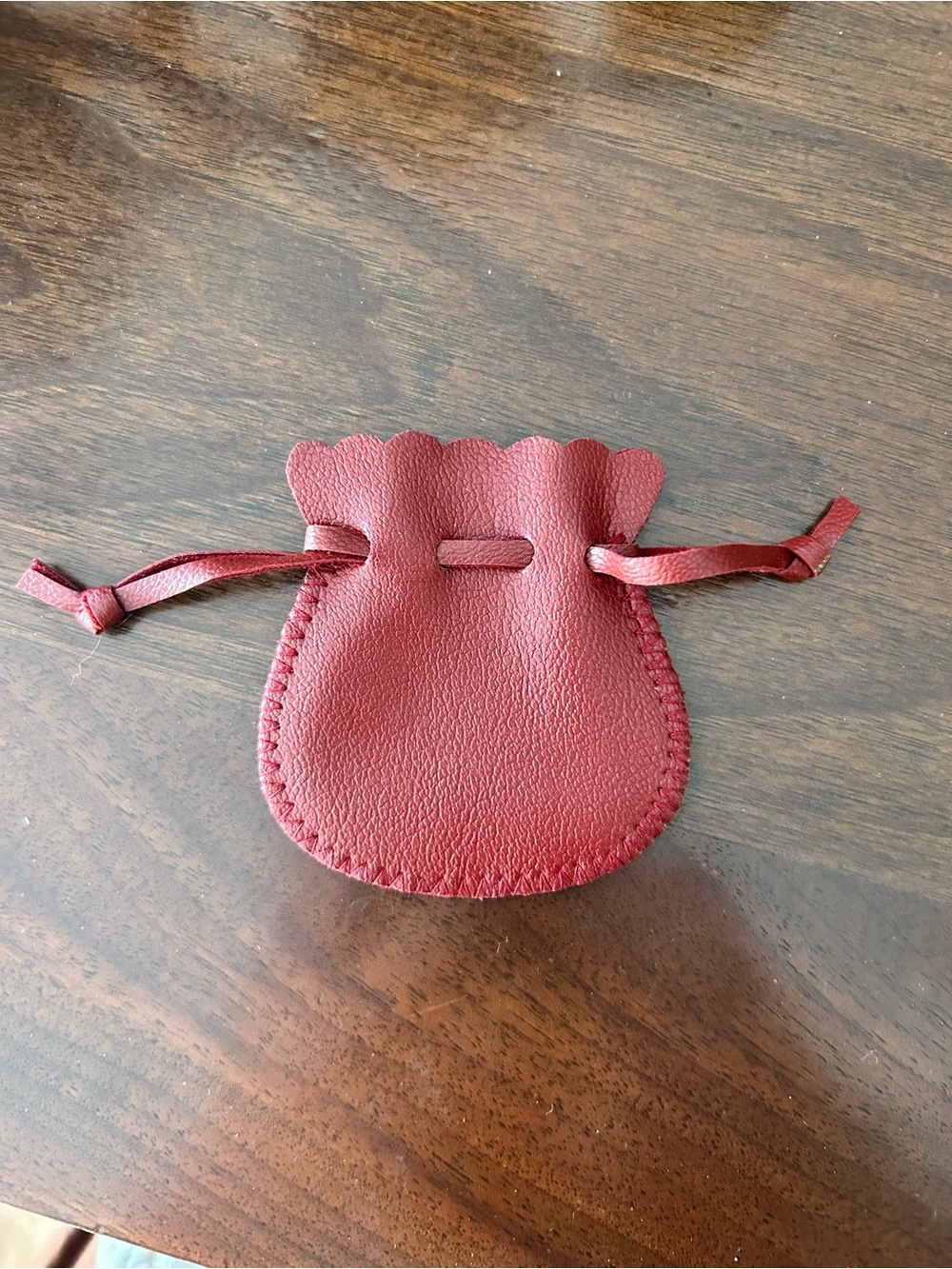 Leather Drawstring Pouch - Red - Picture 2 of 3